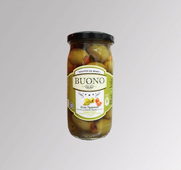 Grüne Oliven gefüllt mit sonnengetrockneten Tomaten (360 g)
